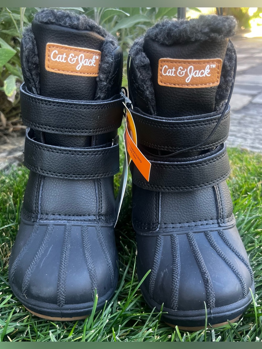 Cat & Jack Black Faux-Fur Lined Waterproof Kids Winter Boots